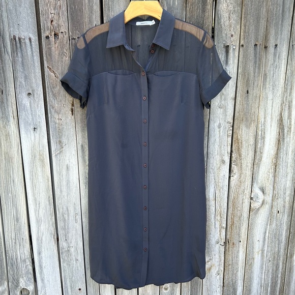 Bailey 44 Silk Mixed Media Shirt Dress Grey M - Picture 15 of 15